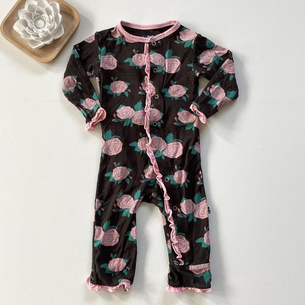 Kickee Pants Black Floral Coverall